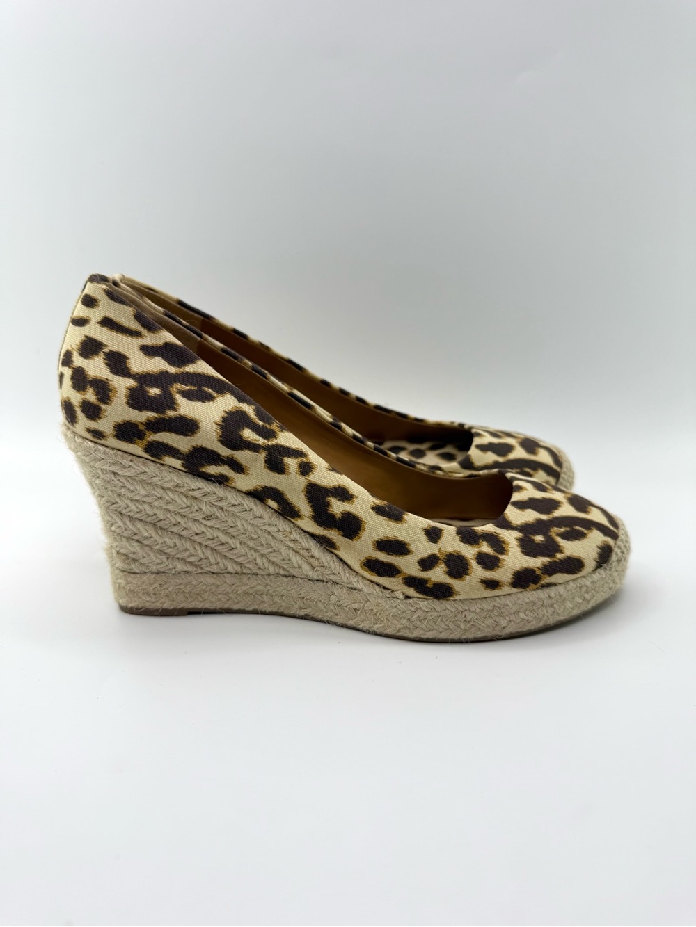 J Crew Factory Seville Leopard Espadrille Wedge Pumps Tan/Brown Women’s 7 - Picture 8 of 13